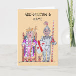 Queen and Knight  Card<br><div class="desc">Cartoon of a queen and knight.</div>