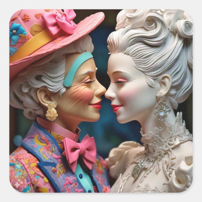 Queen and Princess Square Sticker (Front)