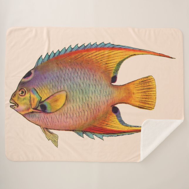 queen angelfish print sherpa blanket (Front (Horizontal))