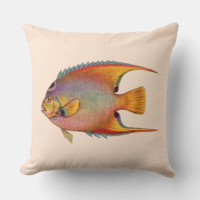 queen angelfish print throw pillow (Front)