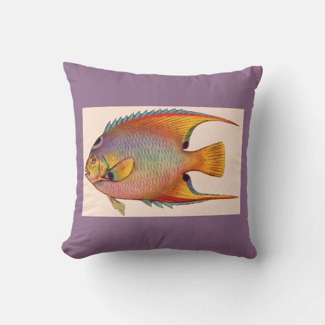 queen angelfish print throw pillow (Front)