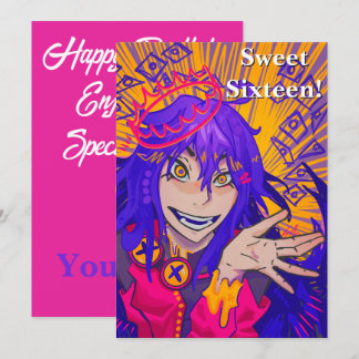 Queen anime sweet sixteen happy birthday card