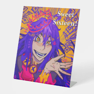 Queen anime sweet sixteen happy birthday pedestal sign