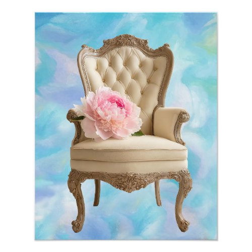 Queen Anne pink peony heavenly mottled background Photo Print