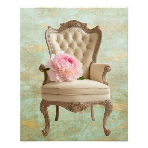 Queen Anne pink peony with gold green background Photo Print