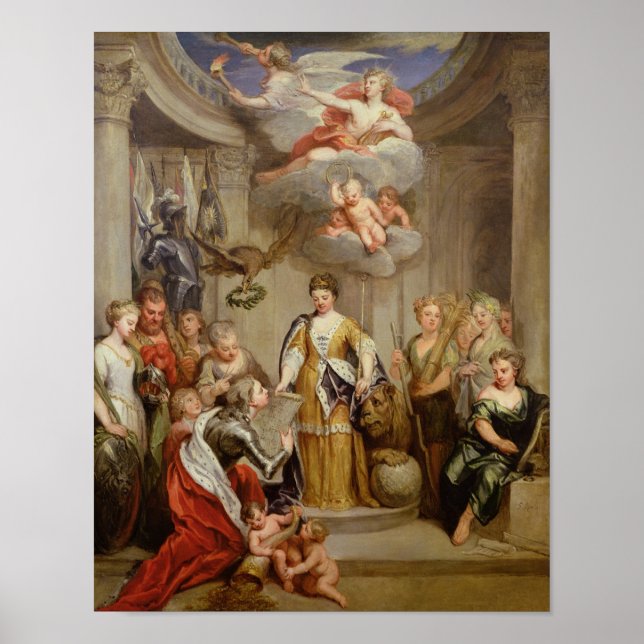 Queen Anne presenting plans of Blenheim military Poster (Front)