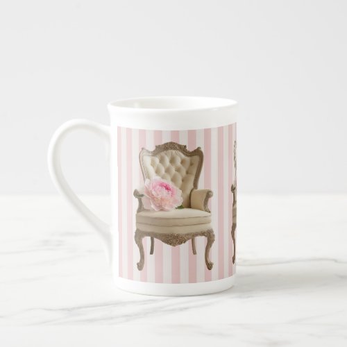 Queen Anne wing chair Pink Peony  Bone China Mug