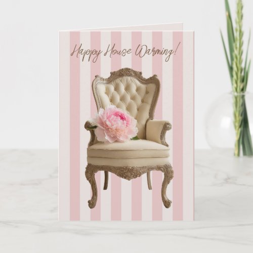 Queen Anne wing chair Pink Peony  Card