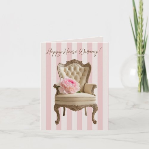 Queen Anne wing chair Pink Peony  Card