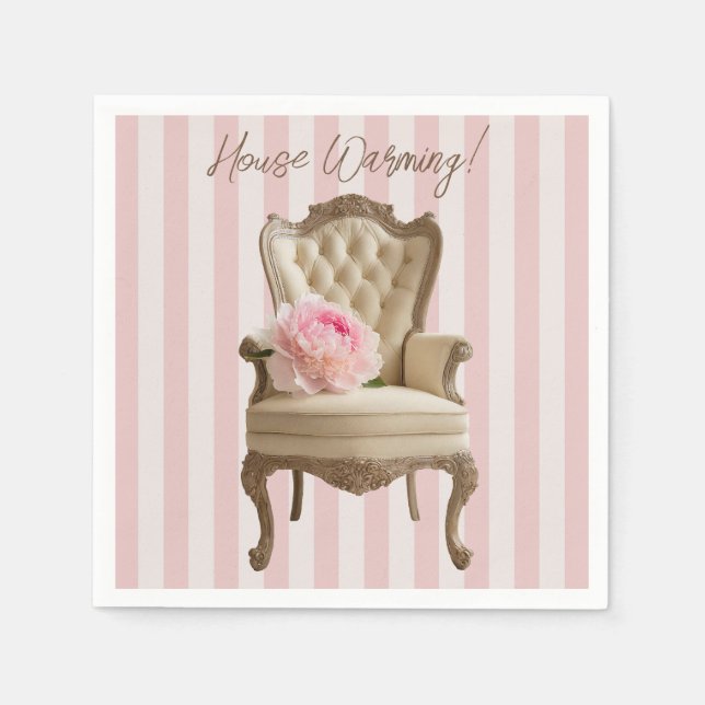Queen Anne wing chair Pink Peony  Napkins (Front)
