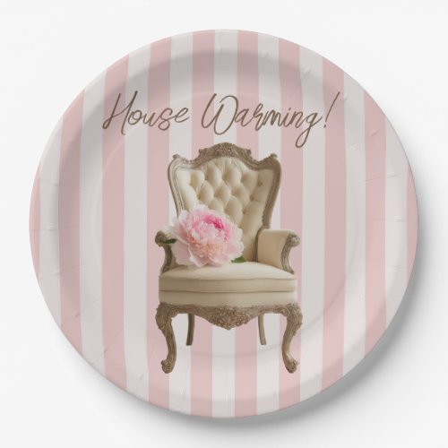 Queen Anne wing chair Pink Peony  Paper Plates