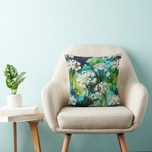 Queen Annes Lace Abstract Throw Pillow