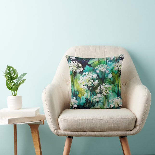 Queen Anne's Lace Abstract Throw Pillow (Chair)