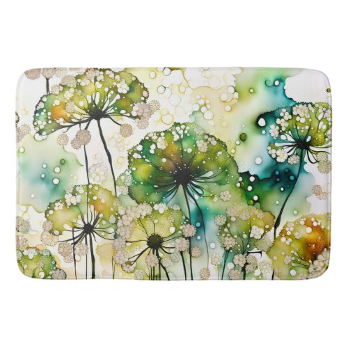 Queen Annes Lace and Bubbles Abstract Bath Mat