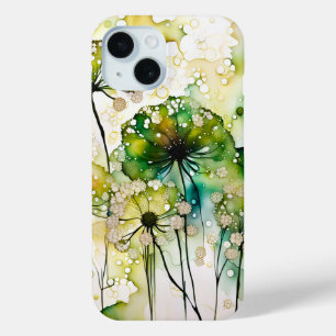 Queen Anne's Lace and Bubbles Abstract iPhone 15 Case