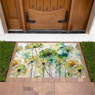Queen Anne's Lace and Bubbles Abstract Doormat
