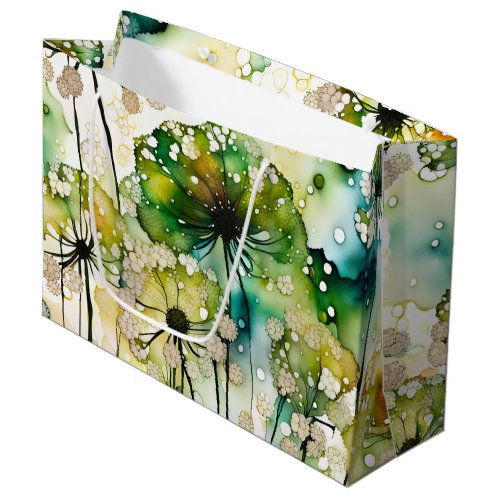 Queen Annes Lace and Bubbles Abstract Large Gift Bag