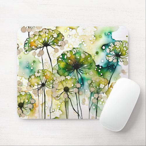 Queen Annes Lace and Bubbles Abstract Mouse Pad
