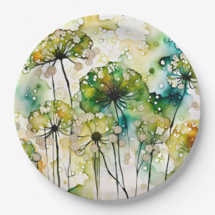 Queen Anne's Lace and Bubbles Abstract Paper Plates