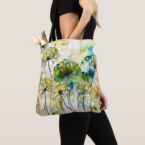 Queen Annes Lace and Bubbles Abstract Tote Bag