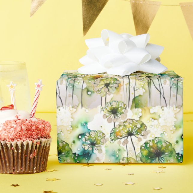 Queen Anne's Lace and Bubbles Abstract Wrapping Paper (Birthday Party)