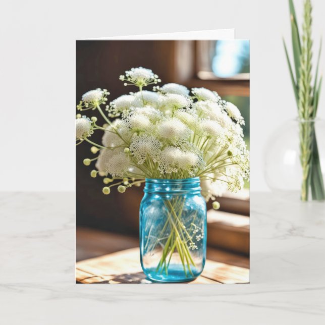Queen Anne's Lace Bouquet Birthday Card (Front)
