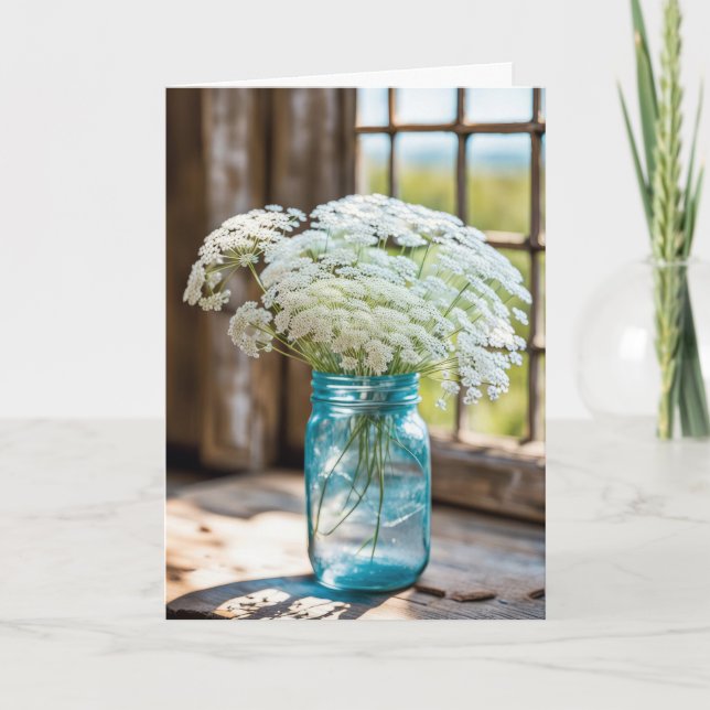 Queen Anne's Lace Bouquet Thinking Of You Card (Front)