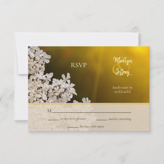 Queen Anne's lace distant sunlight wedding RSVP Card