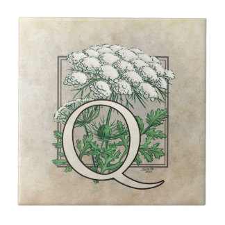 Queen Anne's Lace Flower Floral Monogram Ceramic Tile