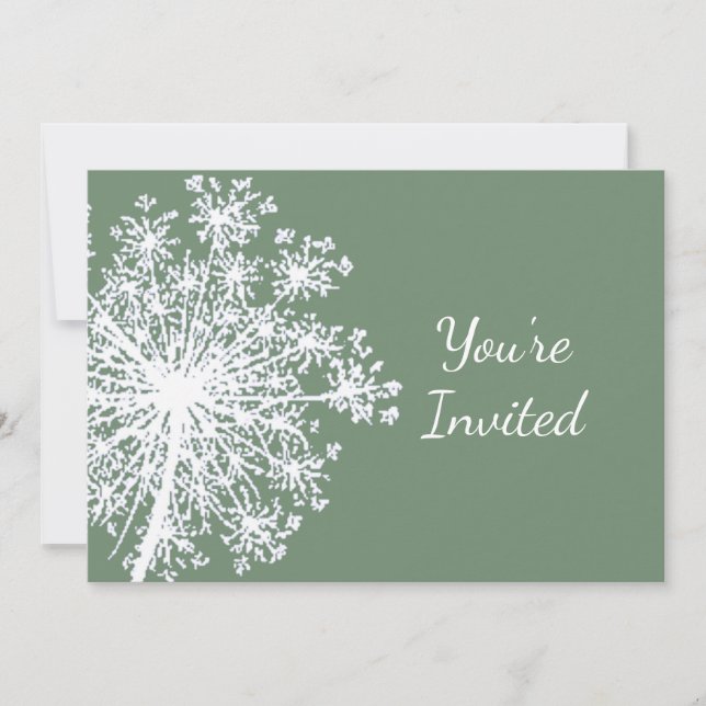 Queen Anne's Lace  Flower Green Classic Invitation (Front)
