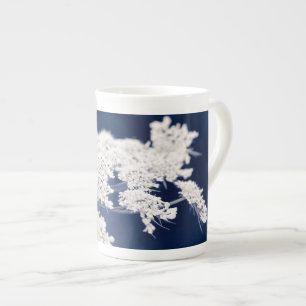 Queen Anne's Lace Flowers Blue Bone China Mug