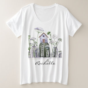 Queen Anne's Lace Flowers Fairytale Cottage Plus Size T-Shirt