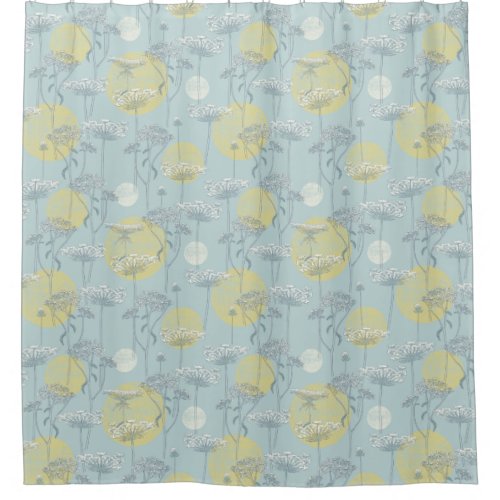Queen Annes Lace in Dusky Blue and Golden Flax Shower Curtain