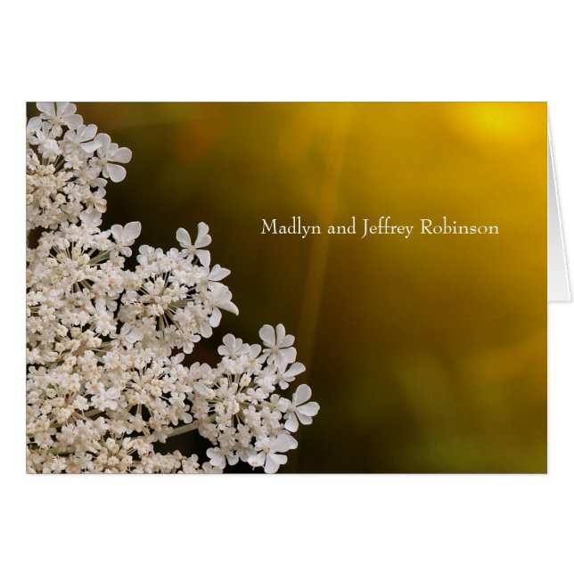 Queen Anne's lace in sunlight wedding thank you (Front Horizontal)