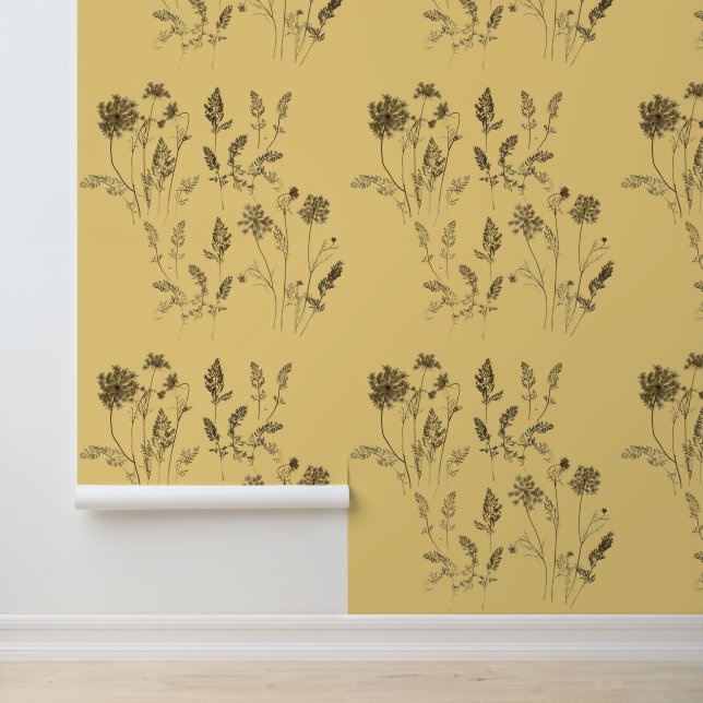 Queen Anne's Lace on (Yellow) Wallpaper (Application)