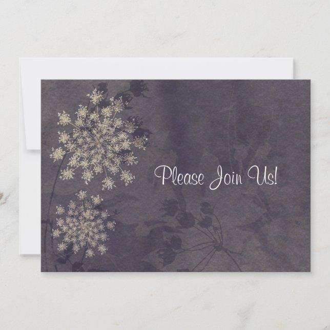 Queen Anne's Lace Purple Wedding Invitation (Front)