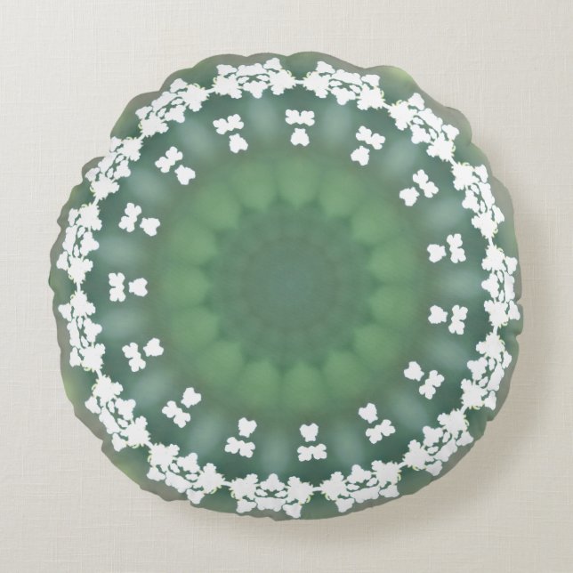 Queen Anne's Lace Spring Abstract Floral Elegant Round Pillow (Front)