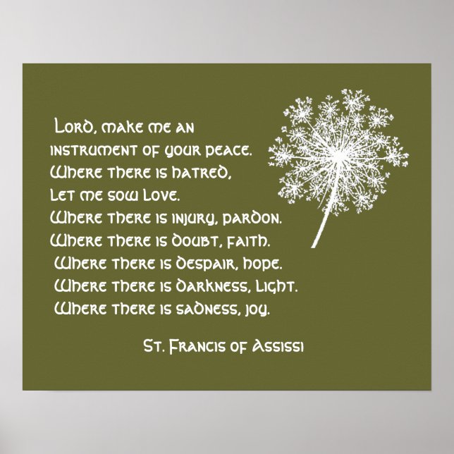 Queen Anne's Lace St. Francis Assissi Prayer Poster (Front)