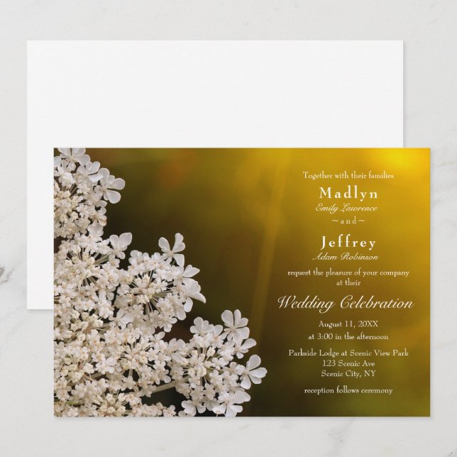 Queen Anne's lace summer wildflower wedding Invitation (Front/Back)