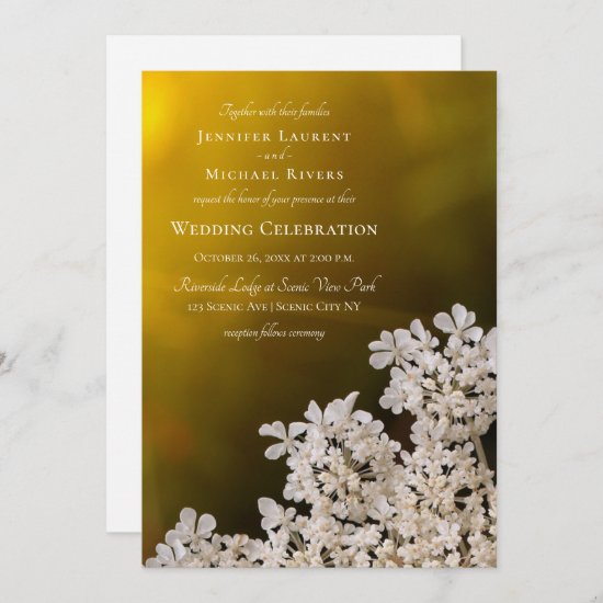 Queen Anne's lace sunlight wedding invitation