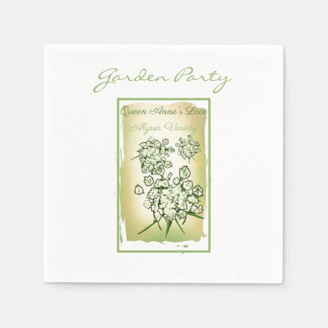 Queen Anne's Lace Watercolor Seed Packet Napkins (Front)