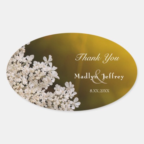 Queen Annes lace wedding thank you Oval Sticker