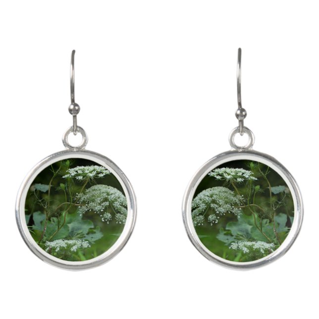 Queen Anne's Lace Wildflower - Summer Earrings (Front)