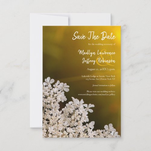 Queen Annes Lace wildflower wedding details Save The Date