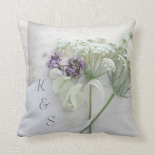 Queen Anne's lace with script Throw Pillow