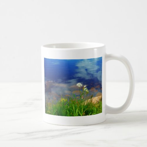 Queen Anns lace flowers blue mountain lake Coffee Mug