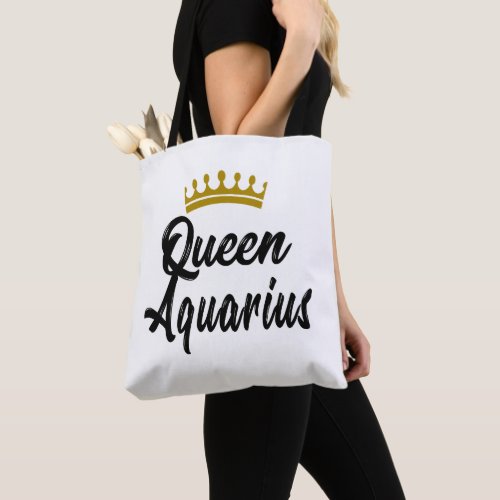 Queen Aquarius Zodiac Horoscope Star Sign Birthday Tote Bag