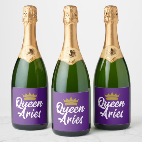 Queen Aries Zodiac Sign Horoscope Birthday Gift Ch Sparkling Wine Label