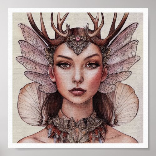 Queen Astrid _ Fairy Watercolor Painting Poster