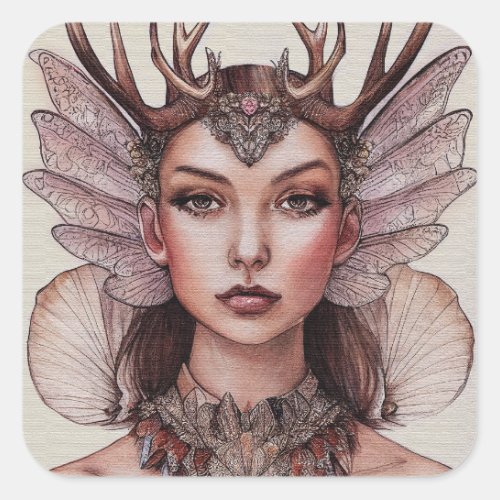 Queen Astrid _ Fairy Watercolor Painting Square Sticker